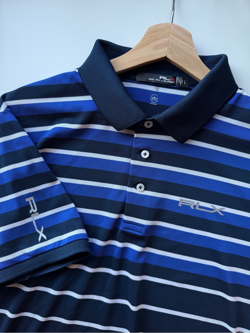 RLX Ralph Lauren Men's Blue Stripe Performance Golf Polo